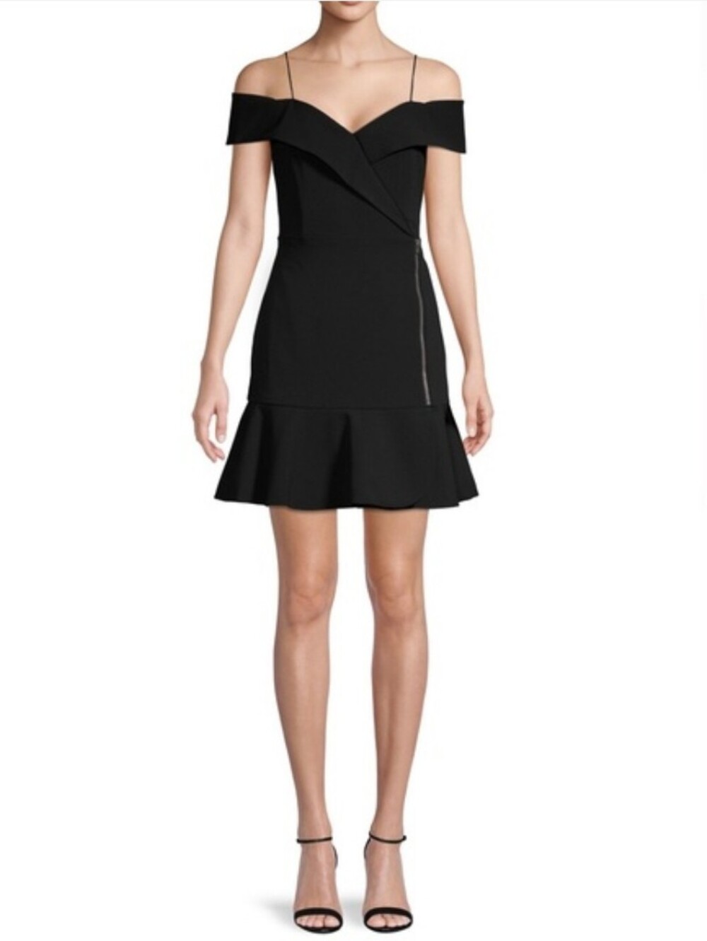 Alice + Olivia Little Black Dress LBD Mini Off Shoulder Size 6 Coctail Elegant